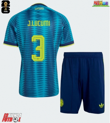 Colombia Jhon Lucumi #3 Segunda Equipación Niños Mundial 2026 Manga Corta (+ Pantalones cortos)
